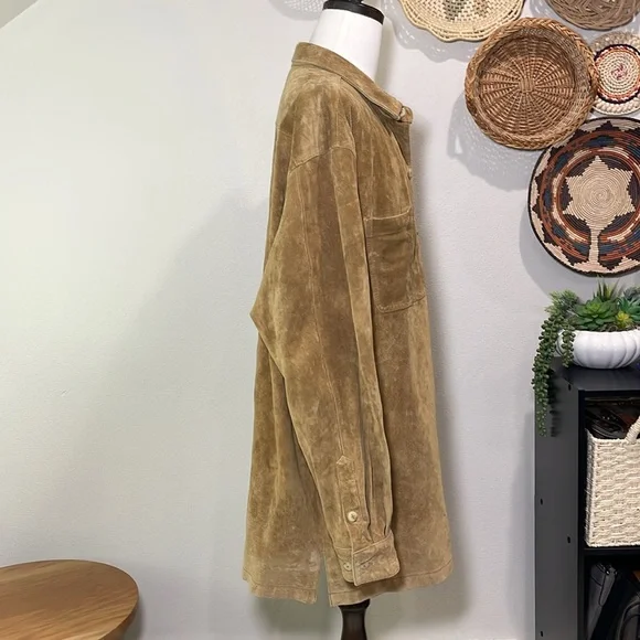 Men's 100% Real Suede Leather Trucker Jacket Shirt Western Wear Field Gear XLT - Picture 3 of 15